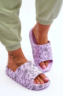 Damskie Boto Modne Damskie Klapki Na Masywnej Platformie Fioletowe Lorette