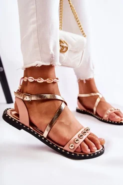 Damskie Boto Modne Damskie Sandały Z Dżetami Różowe Camalisa