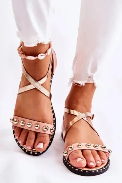 Damskie Boto Modne Damskie Sandały Z Dżetami Różowe Camalisa