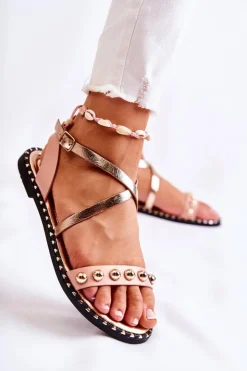 Damskie Boto Modne Damskie Sandały Z Dżetami Różowe Camalisa