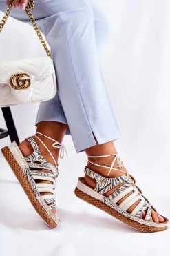 New Maciejka Modne Damskie Skórzane Sandały 05552-04 Beżowo-Czarne