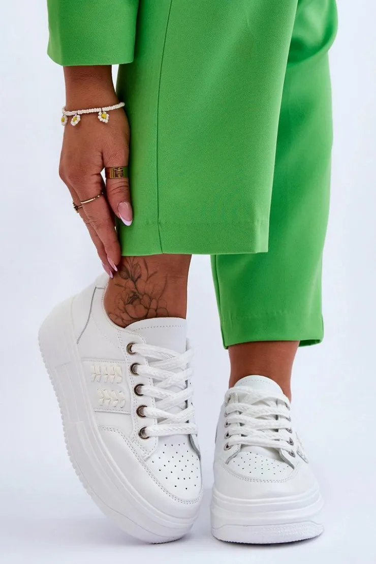 Boto Buty Sportowe Na Platformie|Sneakersy Damskie*Modne Damskie Sneakersy Na Platformie Białe Claribel