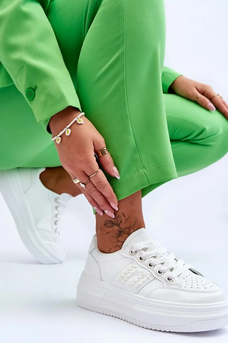 Boto Buty Sportowe Na Platformie|Sneakersy Damskie*Modne Damskie Sneakersy Na Platformie Białe Claribel