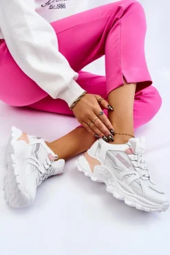 Damskie Boto Modne Damskie Sneakersy Na Platformie Biało-Różowe Biko