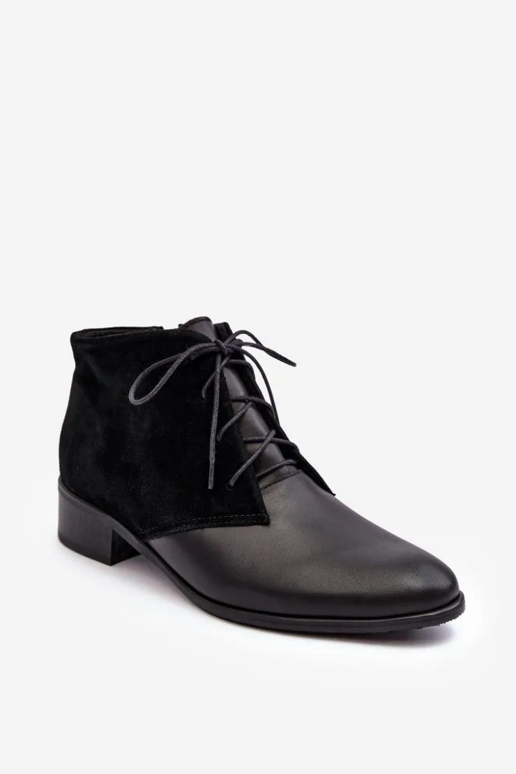 New Boto Modne Damskie Sznurowane Botki Czarne Kefora