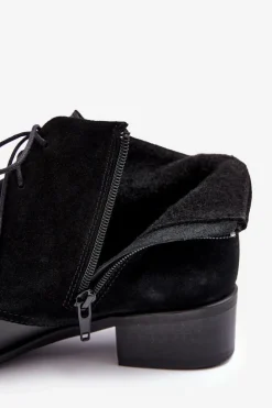 New Boto Modne Damskie Sznurowane Botki Czarne Kefora