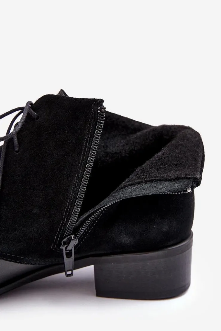 New Boto Modne Damskie Sznurowane Botki Czarne Kefora