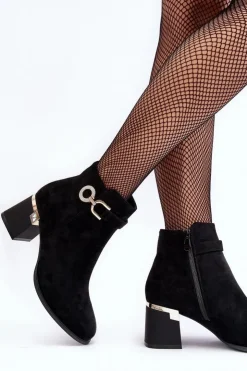 Boto Botki Wiosenne|Botki Na Słupku*Modne Damskie Zamszowe Botki Czarne Nola