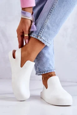 Boto Sandały Gumowe|Klapki Damskie Klasyczne*Modne Gumowe Chodaki Białe Meriko II GAT. Biały