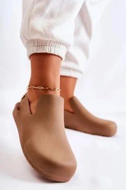 Boto Sandały Gumowe|Klapki Damskie Klasyczne*Modne Gumowe Chodaki Brązowe Meriko