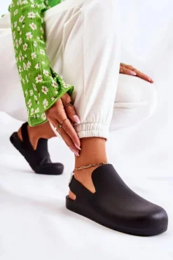 Damskie Boto Modne Gumowe Chodaki Czarne Meriko