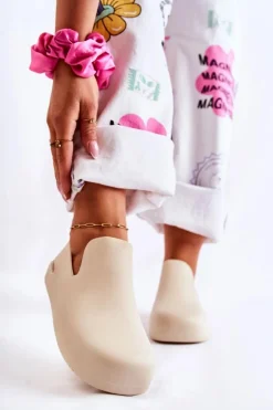 Online Boto Modne Gumowe Chodaki Jasnobeżowe Meriko