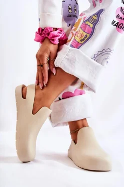 Online Boto Modne Gumowe Chodaki Jasnobeżowe Meriko