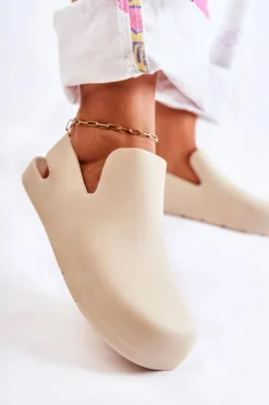 Online Boto Modne Gumowe Chodaki Jasnobeżowe Meriko