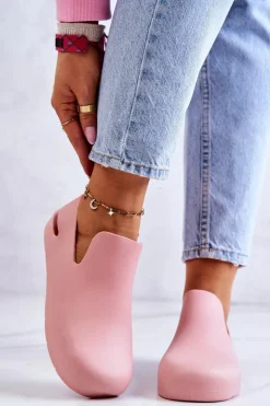 Damskie Boto Modne Gumowe Chodaki Różowe Meriko