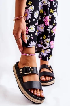 Damskie Boto Modne Klapki Damskie Czarne Penelopa