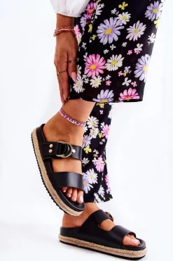 Damskie Boto Modne Klapki Damskie Czarne Penelopa