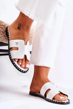 Damskie Buty damskie Vinceza Modne Klapki Damskie Z Emblematem Srebrne Miquel