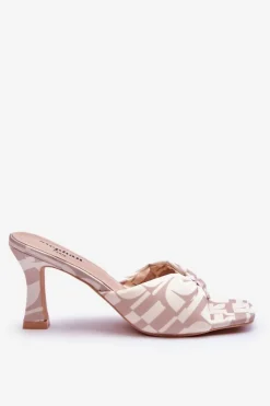 Boto Klapki Na Obcasie|Klapki Damskie Klasyczne*Modne Klapki Na Obcasie W Print Beżowe Floria