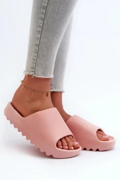 Boto Modne Klapki Na Platformie Różowe Estella Różowy