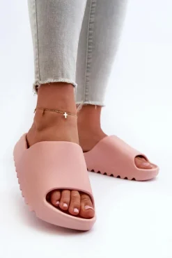 Boto Modne Klapki Na Platformie Różowe Estella Różowy