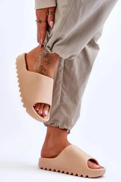 Boto Klapki Na Platformie*Modne Klapki Na Platformie Beżowe Estella