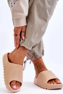 Boto Klapki Na Platformie*Modne Klapki Na Platformie Beżowe Estella