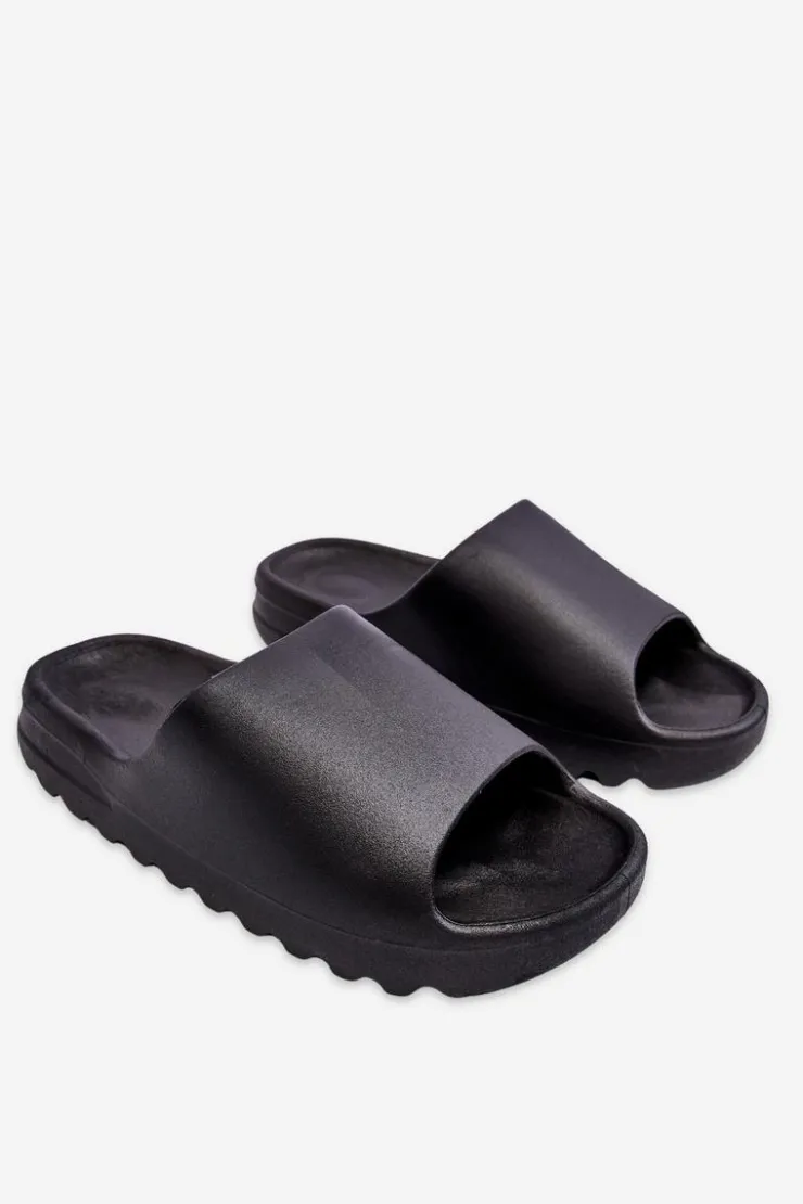 Outlet Boto Modne Klapki Na Platformie Czarne Estella