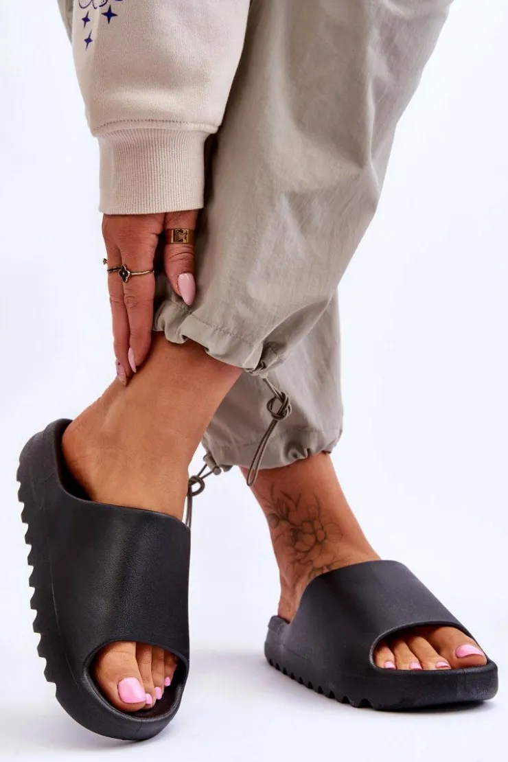 Outlet Boto Modne Klapki Na Platformie Czarne Estella