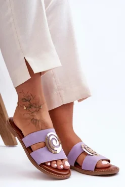 Discount Boto Modne Klapki Z Lustrzaną Ozdobą Fioletowe Deep Breath Fioletowy