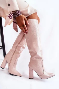 Sale Boto Modne Kozaki Na Słupku Beżowe Constancy Beżowy