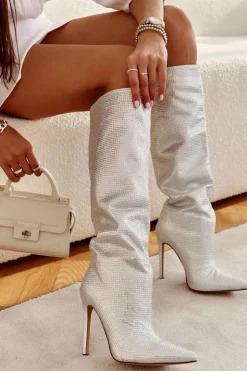 Boto Kozaki Ocieplane|Kozaki Na Szpilce*Modne Kozaki Na Szpilce Z Cyrkoniami Srebrne Lovisa Srebrny