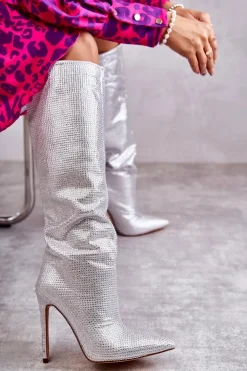 Boto Kozaki Ocieplane|Kozaki Na Szpilce*Modne Kozaki Na Szpilce Z Cyrkoniami Srebrne Lovisa Srebrny