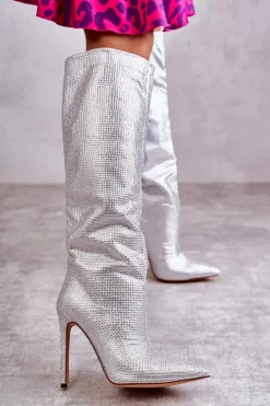 Boto Kozaki Ocieplane|Kozaki Na Szpilce*Modne Kozaki Na Szpilce Z Cyrkoniami Srebrne Lovisa Srebrny