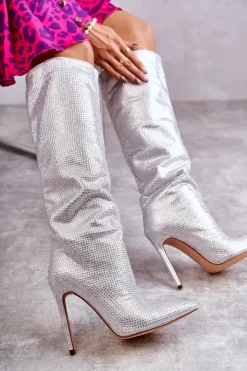 Boto Kozaki Ocieplane|Kozaki Na Szpilce*Modne Kozaki Na Szpilce Z Cyrkoniami Srebrne Lovisa Srebrny