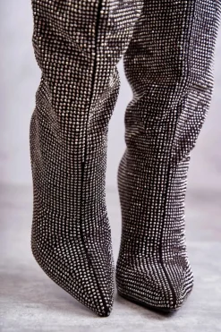 Hot Boto Modne Kozaki Na Szpilce Z Cyrkoniami Czarne Lovisa