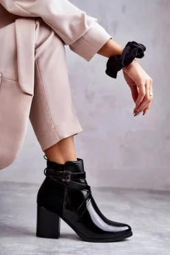 Best Boto Modne Lakierowane Botki La.Fi 260037B-LA Czarne