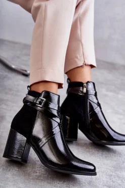 Best Boto Modne Lakierowane Botki La.Fi 260037B-LA Czarne