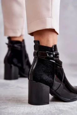 Best Boto Modne Lakierowane Botki La.Fi 260037B-LA Czarne