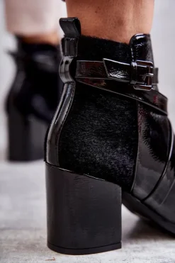 Best Boto Modne Lakierowane Botki La.Fi 260037B-LA Czarne