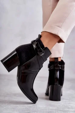 Best Boto Modne Lakierowane Botki La.Fi 260037B-LA Czarne