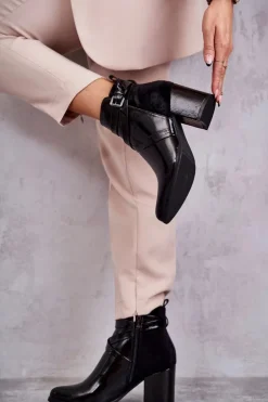 Best Boto Modne Lakierowane Botki La.Fi 260037B-LA Czarne