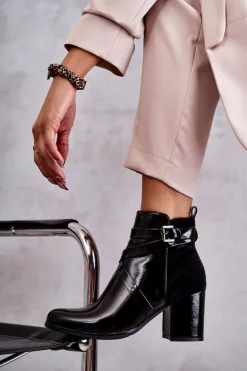 Best Boto Modne Lakierowane Botki La.Fi 260037B-LA Czarne