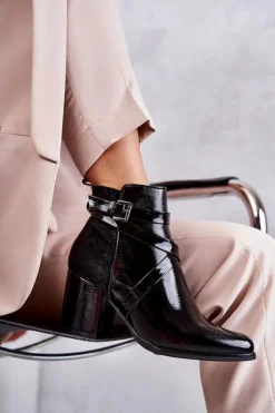 Best Boto Modne Lakierowane Botki La.Fi 260037B-LA Czarne