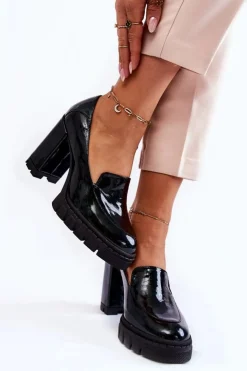 Boto Czółenka Na Platformie|Czółenka Na Słupku*Modne Lakierowane Czółenka Na Masywnej Platformie Zielone Margott