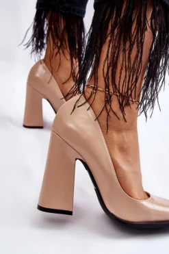 Hot Boto Modne Lakierowane Czółenka Na Słupku Nude Mysterious