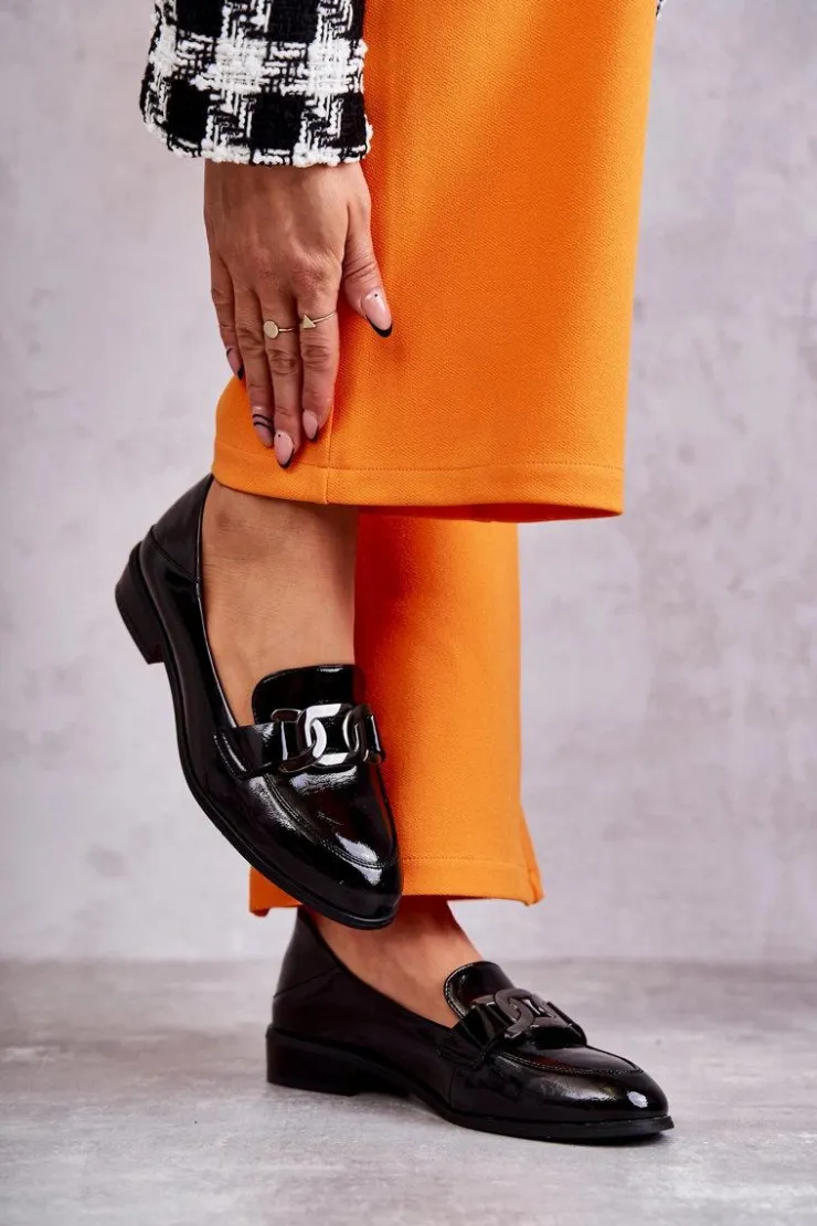 Damskie Buty damskie Vinceza Modne Lakierowane Półbuty Loafery Czarne Trine