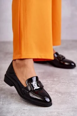 Damskie Buty damskie Vinceza Modne Lakierowane Półbuty Loafery Czarne Trine