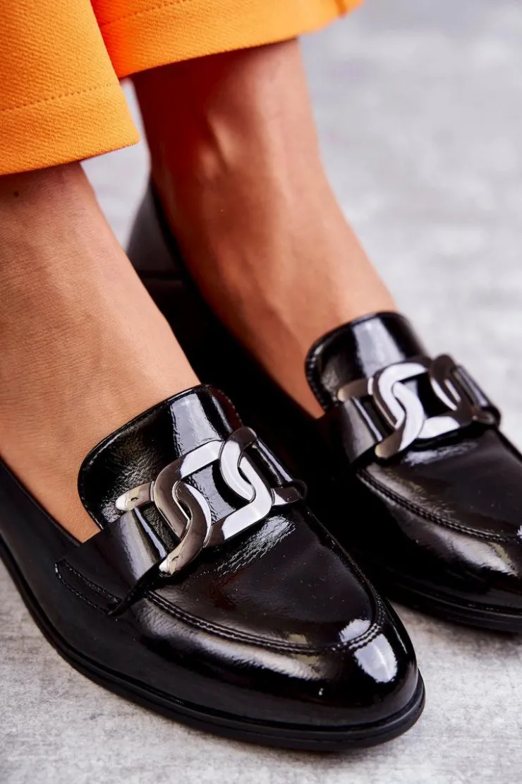 Damskie Buty damskie Vinceza Modne Lakierowane Półbuty Loafery Czarne Trine