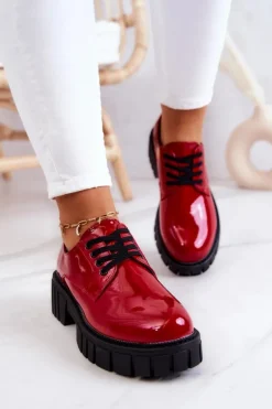 Boto Półbuty Lakierowane*Modne Lakierowane Półbuty La.Fi 210013R-LA Czerwone